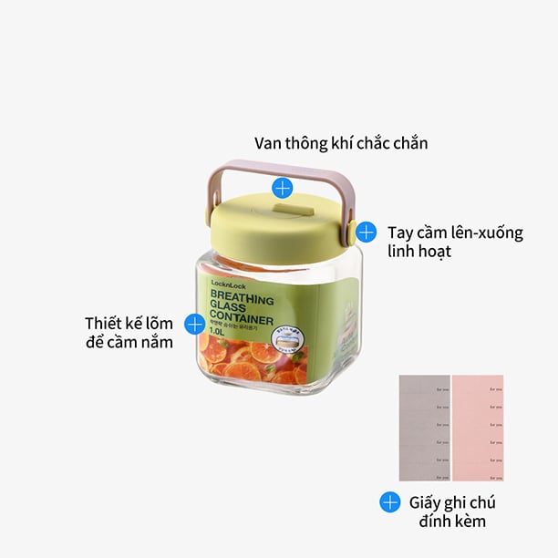 Hủ thủy tinh Breathing Canister 1L, dùng lên men thực phẩm - LocknLock - LNG551, , large image number 3